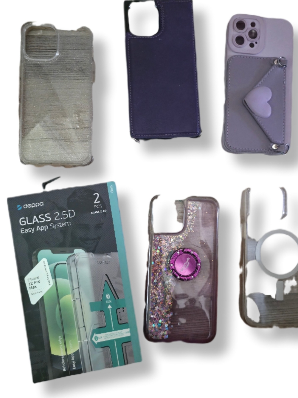 Assorted 6 Iphone 12 Max Pro Purple Phone Cases & Screen Protector Bundle